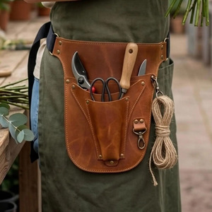 Cinturón de herramientas profesional de cuero para floristería, funda de cuero con múltiples bolsillos, bolsa de cintura para jardinería, logotipo personalizado OEM a precio mayorista - Product Image 1