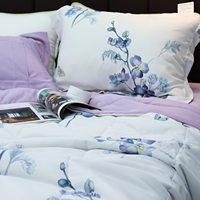 100% Poliester Mikrofiber Set Sprei Hotel & Rumah Motif Bunga Gaya Modern Anti-Alergi Ramah Lingkungan Anti-UV untuk Semua Musim