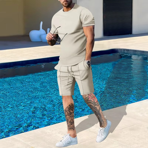 Ensemble de 2 pièces avec logo personnalisé, tenues décontractées pour hommes, t-shirt à manches courtes et short, ensemble de 2 pièces, <span class=keywords><strong>vêtements</strong></span> d'été - Product Image 1