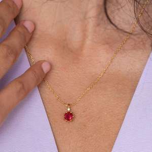 Collar con colgante de estrella de rubí, plata de ley 925, chapado en oro de 14 quilates, piedra de nacimiento de julio, regalos para el Día de la Madre, San Valentín, aniversario, para ella - Product Image 4