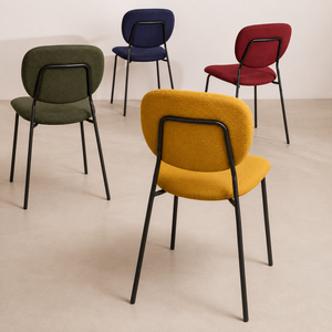 Silla de Restaurante Moderna Tapizada en Terciopelo Amarillo Mostaza, Funda Extraíble, Estructura de Metal Negro, Asiento y Respaldo Acolchados, para Exteriores y Villas - Product Image 6