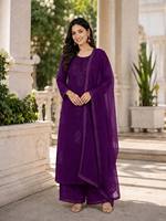 TENNECY Nouvelle Collection : Ensemble Salwar Kameez Traditionnel Long pour Femme, Idéal pour Mariages et Soirées, en Tissu Georgette Fox Blooming