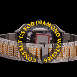 Reloj Mecánico de Alta Calidad con Esfera Cuadrada de Dos Tonos, Acero Inoxidable, Completamente Adornado con Diamantes Moissanite, Moderno y Elegante - Product Image 4