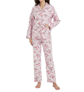 Pijama de Verano Casual de Manga Corta con Cuello Redondo para Mujer, 100% Algodón, Estampado Completo, Transpirable, Cintura Elástica Suave, Personalizable - Product Image 4