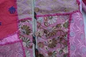 Veste patchwork à paillettes à la mode bohème rose Manteau à paillettes à porter pour les femmes - Product Image 3