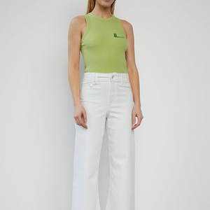 Camiseta sin mangas de punto acanalado transpirable para mujer, estilo casual, de algodón, longitud regular, ideal para verano. - Product Image 2
