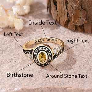 Bague d'École BOJ 073 Personnalisée sur Mesure pour Diplômé Universitaire, Bague de Fin d'Études Secondaires ou Universitaires pour Femme avec Pierre de Naissance en Argent 925 – Nouveauté Tendance - Product Image 4