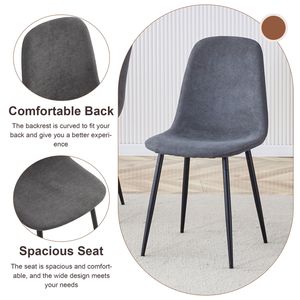Set Tavolo da Pranzo Espandibile 59-71 Pollici con 4 Sedie in Lino Cotone Grigio Scuro, Tavolo Estraibile in MDF e Sedie Abbinate per Sala da Pranzo - Product Image 6