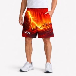 Pantalones Cortos Deportivos para Hombre, con Estampado Gráfico, de Poliéster, con Cordón Ajustable, para Gimnasio y Entrenamiento, Logotipo Personalizado, Suministro al por Mayor - Product Image 4