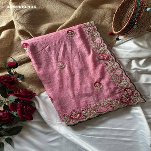 Sari de Georgette Candy Crush de la Mejor Calidad con Motivo Bordado - Colección de Blusas con Bordes de Cordón Zari y Zarkan - Proveedor Indio - Product Image 1