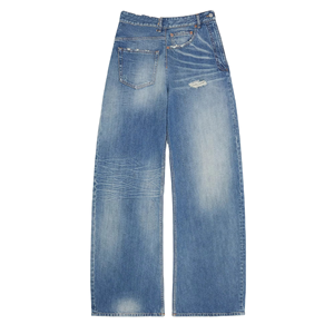 Conjunto de mezclilla desestructurada para hombre: Jeans de pierna ancha con efecto retorcido y chaqueta, estilo vintage lavado, ropa de calle de corte holgado, atuendo de moda. - Product Image 2