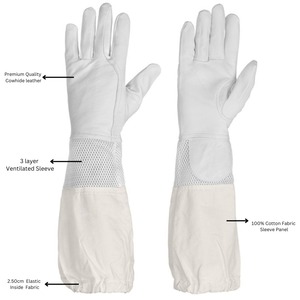 Équipement d'apiculture Hive, équipement d'apiculture, gants de sécurité en peau de mouton et en toile, gants d'apiculture - Product Image 2