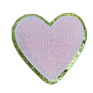 Parche de fieltro no tejido con forma de corazón personalizado, termoadhesivo o para coser, con borde de purpurina dorada para ropa, sombreros, bolsos, decoración de regalos. - Product Image 4