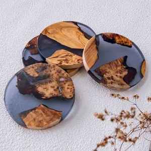 Juego de Posavasos Redondos de Madera, 350 mm de Diámetro, 6 mm de Grosor, Diseño Moderno, Antideslizantes, Juego de 4 - Product Image 1