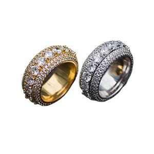 Hip hop de lujo Iced Out 5 capas Moissanite Anillos Diamantes banda giratoria anillo de eternidad completo personalizado chapado en oro 925 bandas de plata - Product Image 1