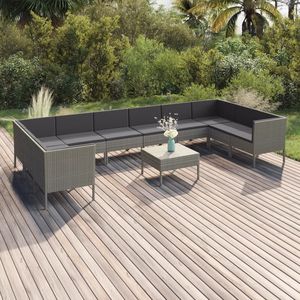 Set Lounge da Giardino Grigio in Rattan, Arredamento da Esterno dal Design Contemporaneo, Capacità Oltre 10 Posti - Product Image 1