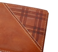 Cartera Bifold de Cuero Genuino Castello de Alta Calidad con RFID, para Hombre, con Grabado, Color Marrón, Corta, de Poliéster, Excelente Relación Calidad-Precio