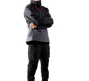 Men Waterproof Sporty <b>Windbreaker</b> Quarter Zip Jacket <b>Black</b> Gray Polyester Autumn Outdoor Wear - Product Image 2