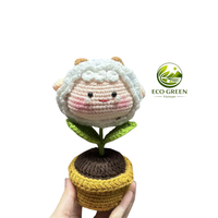 Poupée animalière au crochet en pot, ornements en peluche faits main, compagnon de bureau mignon et kawaii, cadeau pour collègues et amis