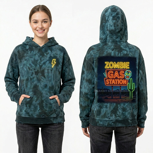 Sweat-shirt à capuche tie-dye violet pour femme, motif coucher de soleil néon rétro, style synthwave vintage des années 80, pull personnalisé, fournisseur de vêtements - Product Image 6