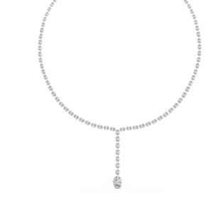 Collier Lariat en Or Blanc 18 carats Plaqué Rhodium avec Diamants de Laboratoire Taille Ovale pour Fêtes, Mariages, Événements Glamour et Cadeaux - Product Image 2
