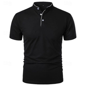 Chemises polo tissées pour hommes grandes tailles avec élasthanne et polyester, nouvelle collection, fabrication de haute qualité, respirantes, nouvelle mode masculine. - Product Image 4