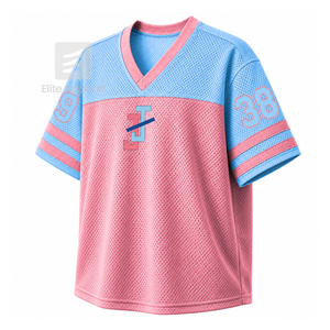 T-shirt personnalisé Jack & Jill of America à col en V, color block, manches courtes, bleu ciel et rose, style décontracté unisexe en maille polyester - Product Image 2