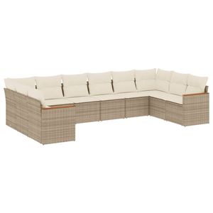Set Divano da Giardino Beige con Struttura in Rattan PE, Cuscini in Schiuma ad Alta Densità, Impermeabile, Design Contemporaneo - Product Image 4