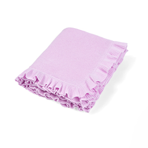 Eco-Friendly Rectangular <b>Knitted</b> Baby Blanket 100% Cotton Solid Color Ruffle Cute Style Vietnam OEM/ODM Custom Packaging - Product Image 1