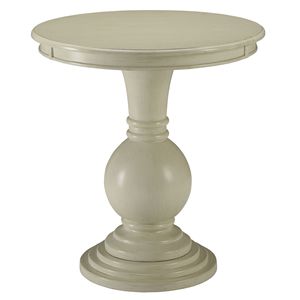 Tavolino d'Appoggio con Base a Piedistallo Bianco Antico, Elegante Arredamento per Soggiorno - Product Image 1