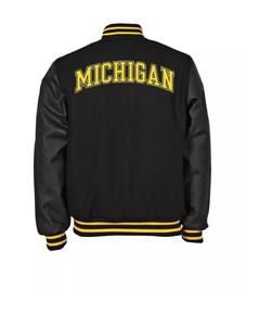 Chaqueta Varsity Estilo Urbano 2025 con Mangas de Cuero Vacuno y Lana, Cuello Alto - Product Image 6