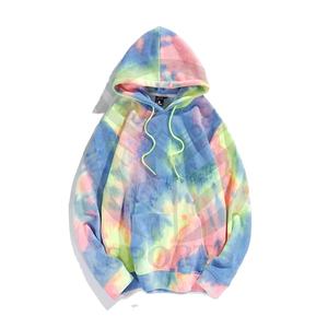 เสื้อฮู้ดย้อมสีมัดย้อมสำหรับผู้ชายเสื้อฮู้ดแบบสวมหัวผ้าคอตตอนเทอร์รี่100% กำหนดเองได้ - Product Image 1