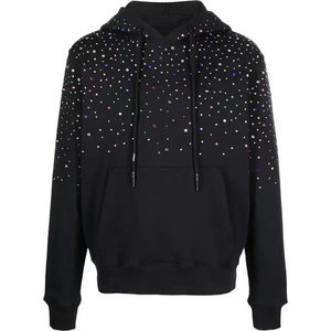 Custom Regular Fit High Quality Waterproof Winter Streetwear Embroidered Plain Dyed 100% Cotton Hoodie Rhinestone <b>Pullover</b> - Product Image 1