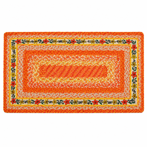 พรมปูพื้นรูปสี่เหลี่ยมผืนผ้า ขนาด 3x5 ฟุต สีส้มเหลือง ทำจากปอกระเจา 100% เป็นมิตรกับสิ่งแวดล้อม  สามารถปรับแต่งได้  ลายถักแบบแบน  ขอบลายตาราง  ขายส่ง - Product Image 3