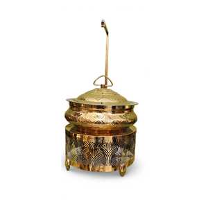 Gold Mirror Stainless Steel Ceramic Non-Stick Insulated Casseroles Art Deco Round Buffet <b>Server</b> 24cm for Restaurant Catering - Product Image 1