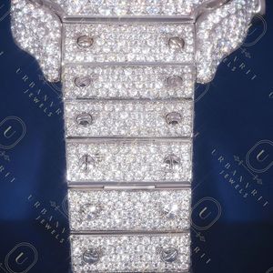 Reloj mecánico artesanal de acero inoxidable con movimiento automático de cuarzo, diamantes de moissanita de corte redondo, claridad VS VVS EF - Product Image 4