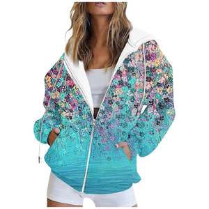 Women's <b>Leopard</b> Zip Hoodie Kangaroo Pocket Oversized <b>Printed</b> <b>Sweatshirt</b> Jacket | Winter Long Sleeve Hooded Eco-Friendly Outwear - Product Image 5