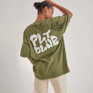 T-shirts en coton surdimensionnés personnalisés avec impression en relief, unisexes, à manches courtes, impression personnalisée, t-shirt décontracté pour femmes, fitness - Product Image 1