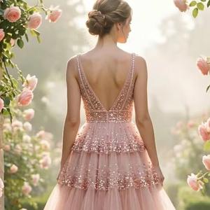 Robes de mariée de luxe à sequins, robes de soirée perlées, robes de soirée sans manches – Vente en gros directe usine - Product Image 2