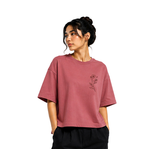 Custom Boxy Fit T Shirts for Women Heavy Cotton <b>Drop</b> Shoulder Short Sleeve Streetwear Tee OEM ODM Wholesale Clothing Manufacture - Product Image 3