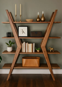 Unique Designer Fine Quality Indian Solid Mango <b>Wood</b> Adjustable <b>Table</b> & Book Case with Antique Design for Modern Living Room - Product Image 2