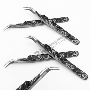 Pinzas para Pestañas de Acero Inoxidable con Punta de Fibra a 90 Grados y Punta Dentada para Cejas, Opción de Logotipo Personalizado - Venta al Por Mayor - Product Image 1