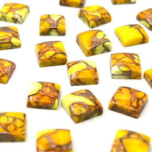Cabujón cuadrado de cobre y turquesa Honey Dahlia, piedra preciosa suelta para la fabricación de joyas - Product Image 4