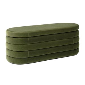 Fuji - Banco de Almacenamiento Ovalado Tapizado en Terciopelo Verde Oliva de 49 Pulgadas para Dormitorio - Product Image 5