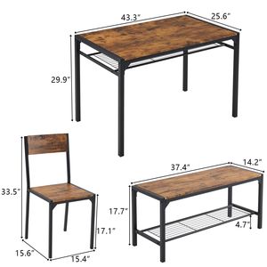 ชุดโต๊ะครัวเหล็ก 4 ชิ้นสำหรับพื้นที่ขนาดเล็กพร้อมม้านั่งและเก้าอี้ - Product Image 5