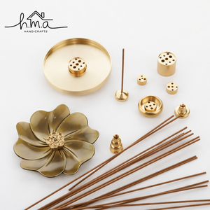 Luxury Brass Incense Holder Set Multi Style <b>Stick</b> Holders with Tray Floral Design Decorative Aromatherapy Home Decor Gift Set - Product Image 1