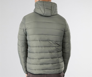 2026 Custom Men's Windproof Soft Shell Puffer <b>Jacket</b> <b>Winter</b> Outdoor Hooded Zipper Print Logo 100% Nylon Patchwork - Product Image 4