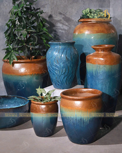 Cream-Red Ombre Glazed Modern <b>Ceramic</b> <b>Pot</b> GL412-JA Eco-Friendly Durable for Home Planting Garden Decoration Miniature Landscapes - Product Image 6