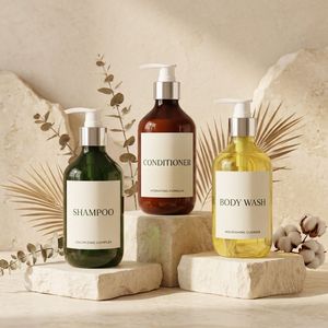 Flacon pompe rond en PET, capacité personnalisée, pour emballage cosmétique en plastique ambré ou vert, fabricant vietnamien certifié OEM/ODM - Product Image 3