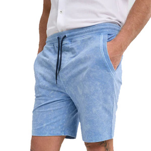 Short en coton tricoté personnalisé pour homme, effet délavé, respirant, style streetwear, avec strass et taille élastique - Product Image 2